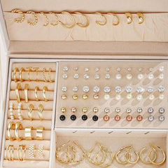 108pcs Elegant Rhinestone Stud & Hoop Earrings Set for Women