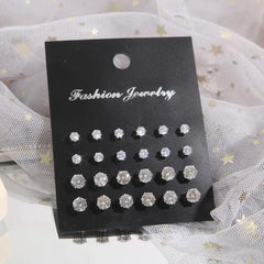108pcs Elegant Rhinestone Stud & Hoop Earrings Set for Women
