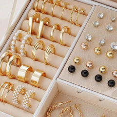 108pcs Elegant Rhinestone Stud & Hoop Earrings Set for Women