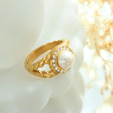 Luxury Gold & Pearl Statement Ring