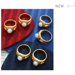 Luxury Gold & Pearl Statement Ring