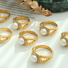 Luxury Gold & Pearl Statement Ring