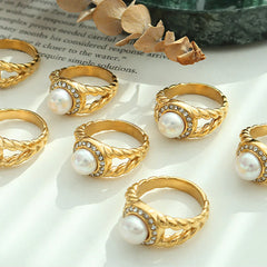 Luxury Gold & Pearl Statement Ring