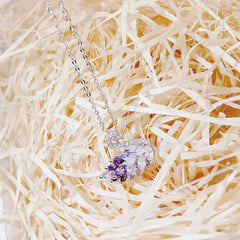 Elegant Purple Swan Pendant with Zirconia
