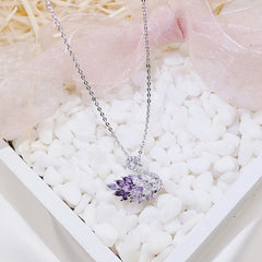 Elegant Purple Swan Pendant with Zirconia