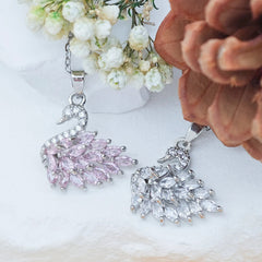 Elegant Purple Swan Pendant with Zirconia