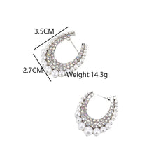 Dazzling Pearl & Rhinestone Hoop Earrings