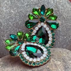 Dazzling Green Rhinestone Statement Earrings