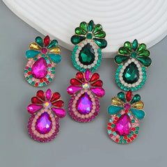 Dazzling Green Rhinestone Statement Earrings