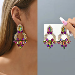 Luxe Multicoloured Rhinestone Drop Earrings | Trendy Statement Jewellery