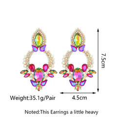 Luxe Multicoloured Rhinestone Drop Earrings | Trendy Statement Jewellery