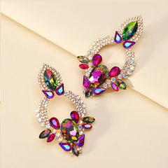 Luxe Multicoloured Rhinestone Drop Earrings | Trendy Statement Jewellery
