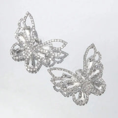 Sparkling Green Rhinestone Butterfly Earrings