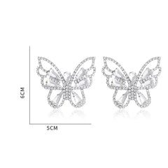 Sparkling Green Rhinestone Butterfly Earrings