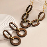 Statement Wooden Link Necklace & Earrings Set