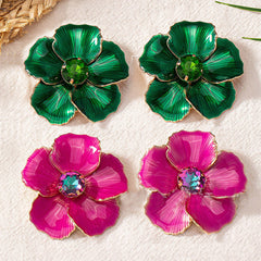 Luxe Enamel Orchid Flower Earring Set