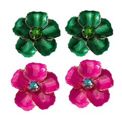 Luxe Enamel Orchid Flower Earring Set