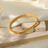 Minimalist Gold Bangle Bracelet with Dainty CZ Stones