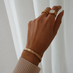 Minimalist Gold Bangle Bracelet with Dainty CZ Stones