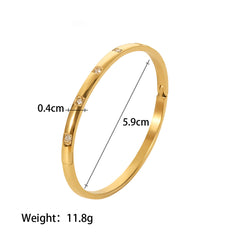 Minimalist Gold Bangle Bracelet with Dainty CZ Stones