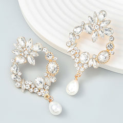 Sparkling Crystal & Faux Pearl Drop Earrings - Elegant Statement Jewelry