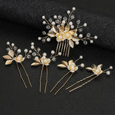 Gold Pearl Flower Wedding Hair Accessories