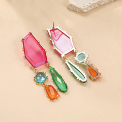 Colorful Geometric Drop Earrings | Statement Acrylic Dangle Earrings | Modern Fashion Jewelry