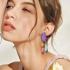 Colorful Geometric Drop Earrings | Statement Acrylic Dangle Earrings | Modern Fashion Jewelry