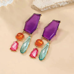 Colorful Geometric Drop Earrings | Statement Acrylic Dangle Earrings | Modern Fashion Jewelry