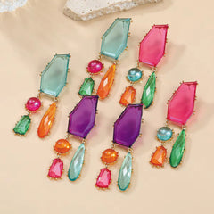 Colorful Geometric Drop Earrings | Statement Acrylic Dangle Earrings | Modern Fashion Jewelry