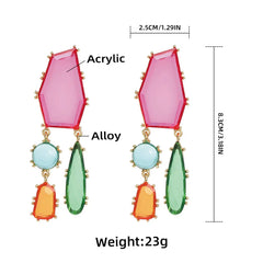 Colorful Geometric Drop Earrings | Statement Acrylic Dangle Earrings | Modern Fashion Jewelry