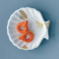 Orange Twisted Hoop Earrings | Unique Statement Polymer Clay Earrings | Modern Jewelry