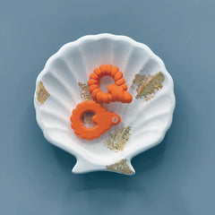 Orange Twisted Hoop Earrings | Unique Statement Polymer Clay Earrings | Modern Jewelry