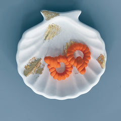 Orange Twisted Hoop Earrings | Unique Statement Polymer Clay Earrings | Modern Jewelry