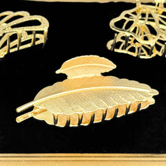 Gold Hair Claw Clip Set | Elegant Metal Butterfly & Leaf Hair Clips | Fashion Hair Accessories