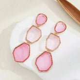 Pink Multi-Stone Drop Earrings - Geometric Dangle Statement Jewelry Pakistan | Ornavella