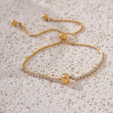 Gold Pave Crystal Bolo Bracelet | Adjustable Slider Chain Bracelet | Dainty Sparkle Bracelet