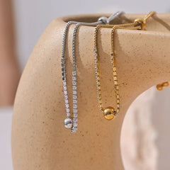 Gold Pave Crystal Bolo Bracelet | Adjustable Slider Chain Bracelet | Dainty Sparkle Bracelet