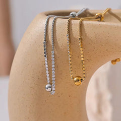 Gold Pave Crystal Bolo Bracelet | Adjustable Slider Chain Bracelet | Dainty Sparkle Bracelet