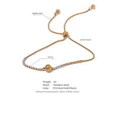 Gold Pave Crystal Bolo Bracelet | Adjustable Slider Chain Bracelet | Dainty Sparkle Bracelet