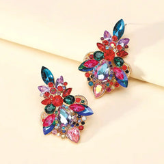 Colorful Crystal Statement Earrings | Multi-Gemstone Dangle Earrings | Luxury Party Wear Jewelry