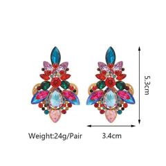 Colorful Crystal Statement Earrings | Multi-Gemstone Dangle Earrings | Luxury Party Wear Jewelry