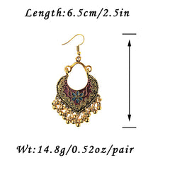 Antique Boho Jhumka Earrings – Oxidized Gold Finish with Floral Motif