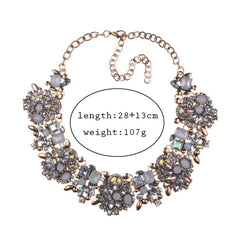 Crystal Statement Necklace & Earrings Set – Bridal Choker Style with White & Iridescent Stones