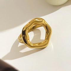 Gold Abstract Wave Ring | Organic Shape Statement Ring | Modern Minimalist Jewelry