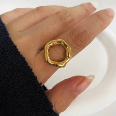 Gold Abstract Wave Ring | Organic Shape Statement Ring | Modern Minimalist Jewelry
