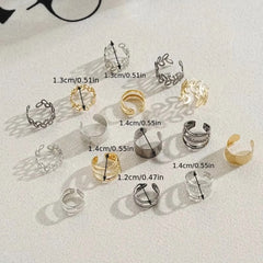 Gold Ear Cuff Set | Non-Piercing Ear Wrap | Adjustable Gold Earring Stack