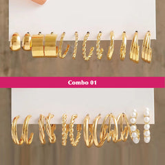 108pcs Elegant Rhinestone Stud & Hoop Earrings Set for Women