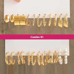 108pcs Elegant Rhinestone Stud & Hoop Earrings Set for Women