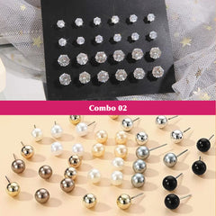 108pcs Elegant Rhinestone Stud & Hoop Earrings Set for Women